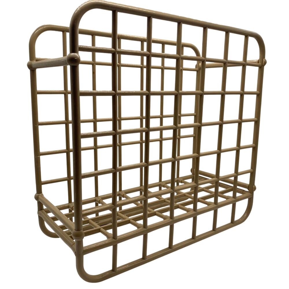 Yaffa Brown Modular Grid Catch All Magazine Rack Record Holder 1982 Collapsible